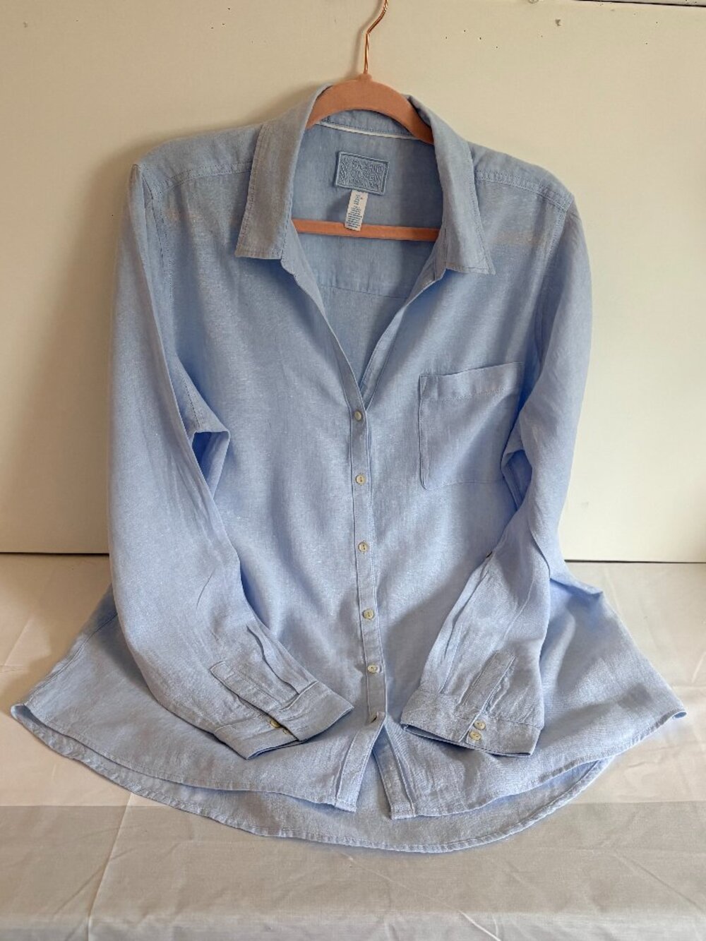 Sigrid Olsen Woman's 100% Linen Light Blue Long Sleeve Top/Shirt Size XL - Picture 1 of 6
